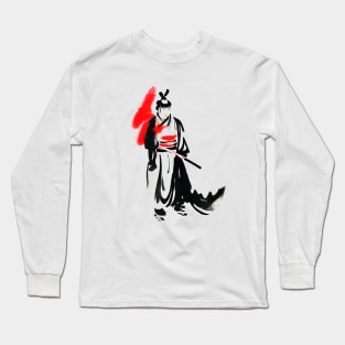 Japanese samurai calligraphic ink painting Long Sleeve T-Shirt